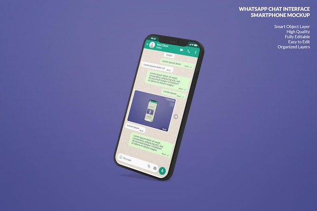 Modèle d'interface Whatsapp sur la maquette du téléphone mobile