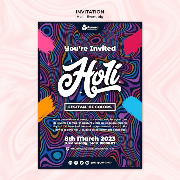 Modèle D'invitation Au Festival Holi