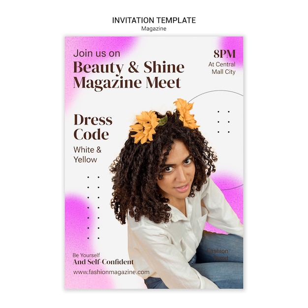 PSD modèle d'invitation au magazine de beauté dégradé