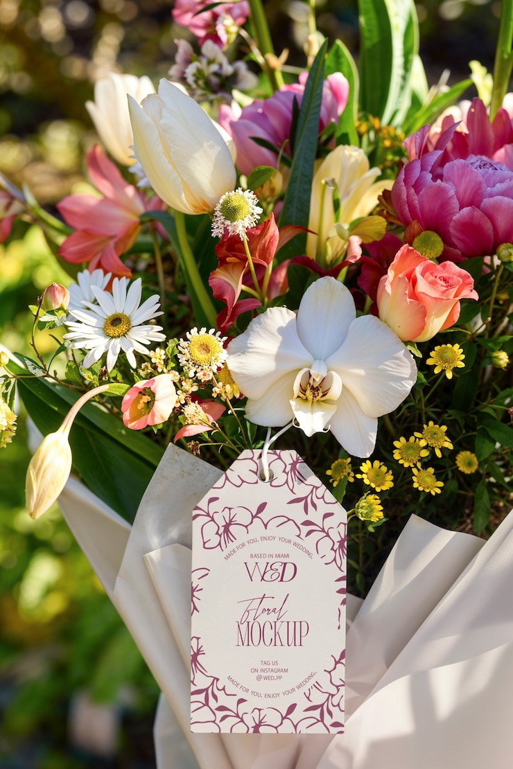 PSD modèle d'invitation à un bouquet de fleurs