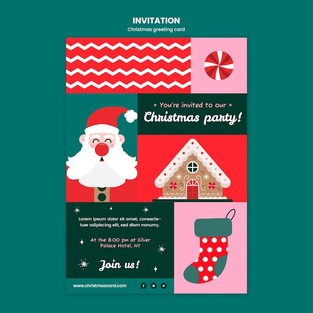 PSD modèle d'invitation de carte de voeux de noël