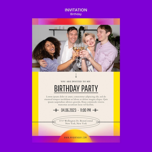 Modèle d'invitation de célébration d'anniversaire dégradé