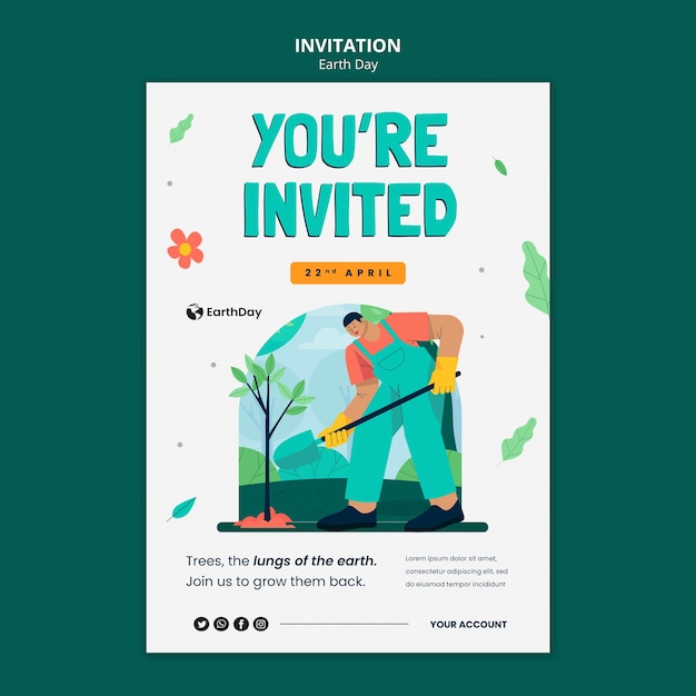 PSD modèle d'invitation à la célébration du jour de la terre