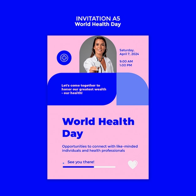 PSD modèle d'invitation à la célébration de la journée mondiale de la santé