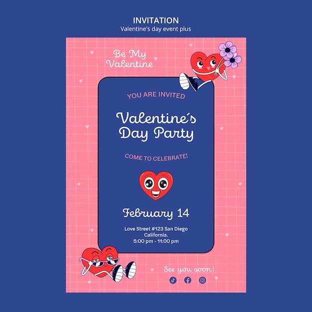 PSD modèle d'invitation à la célébration de la saint-valentin