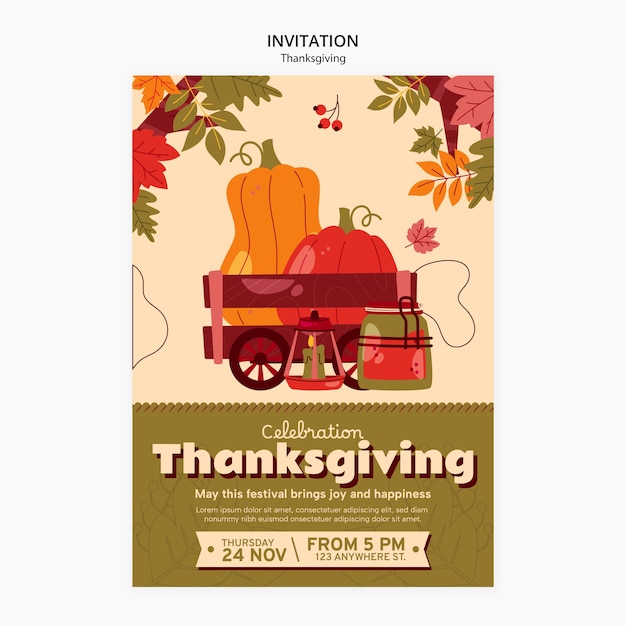 PSD modèle d'invitation à la célébration de thanksgiving