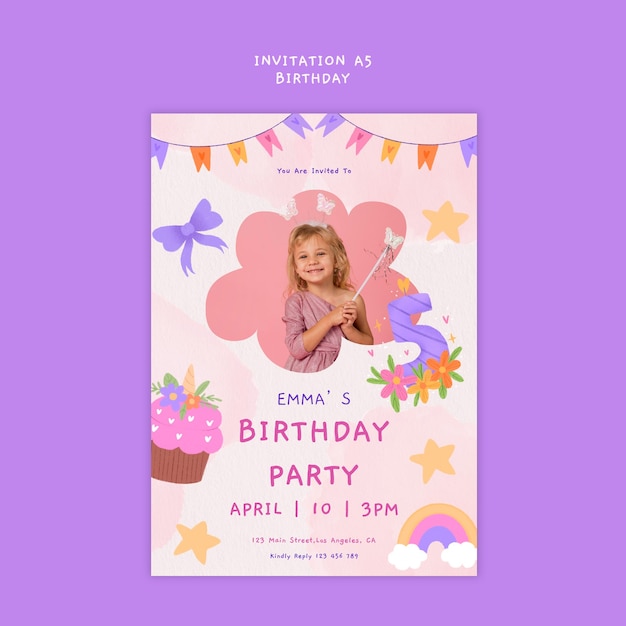 PSD modèle d'invitation à une fête d'anniversaire