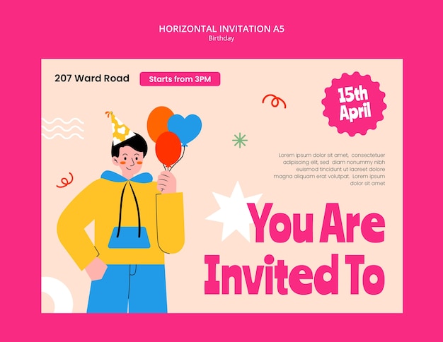 PSD modèle d'invitation à une fête d'anniversaire