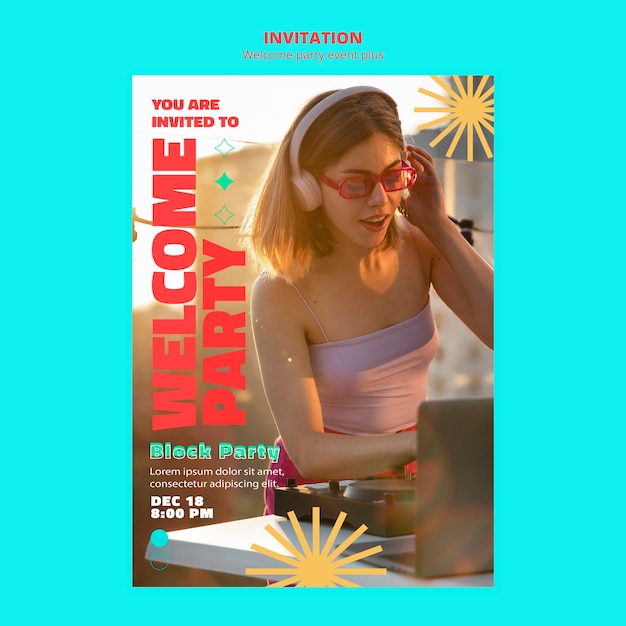 Modèle d'invitation de fête de bienvenue rétro