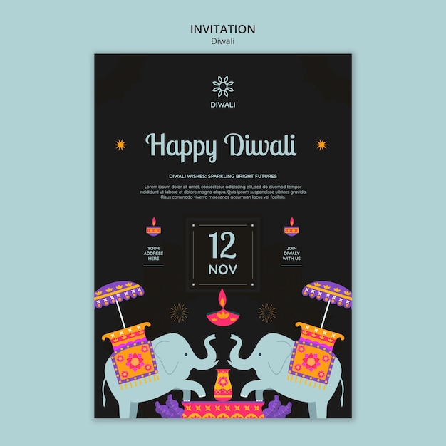 PSD modèle d'invitation à la fête de diwali