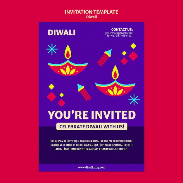 PSD modèle d'invitation à la fête de diwali