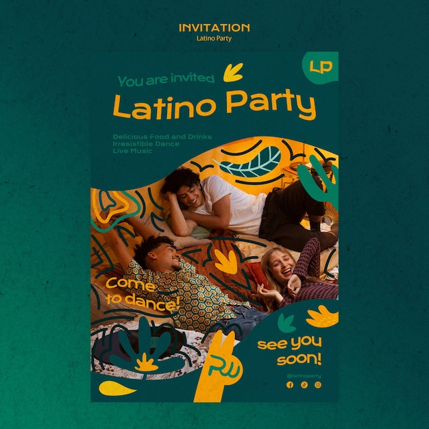 PSD modèle d'invitation à une fête latino