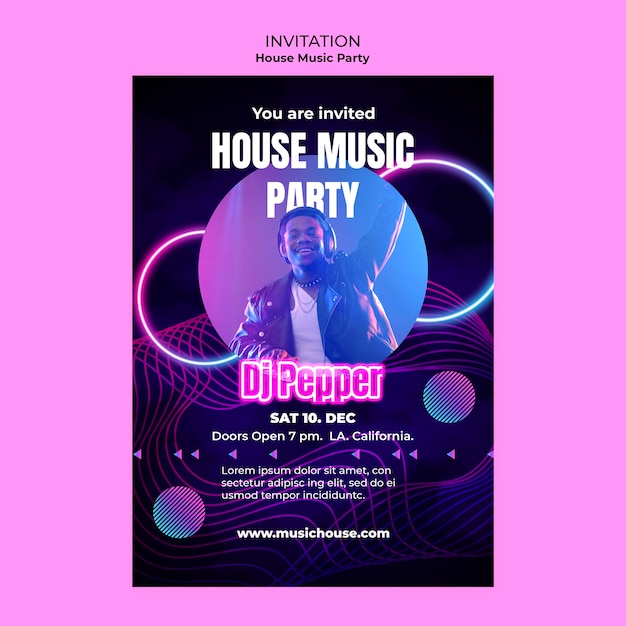 Modèle d'invitation à une fête de musique de maison