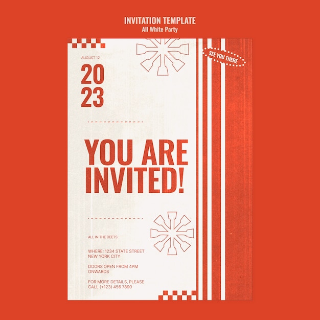 PSD modèle d'invitation à une fête tout blanc