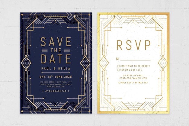 Modèle D'invitation De Gala Art Déco En Psd