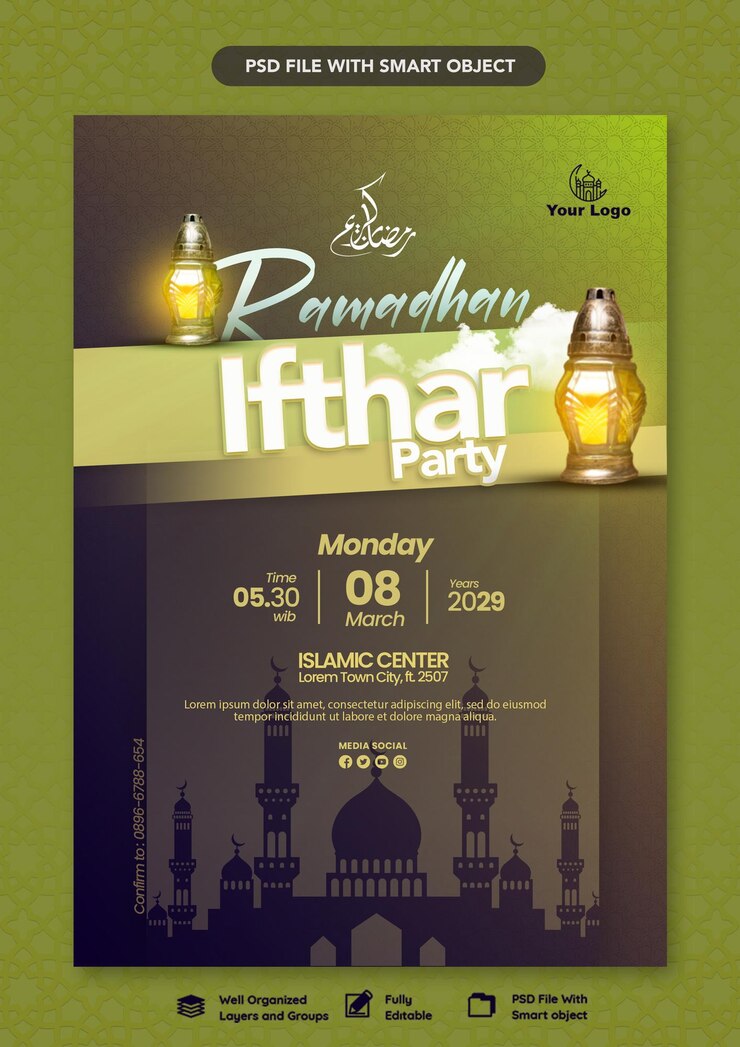 PSD un modèle d'invitation à l'iftar réaliste