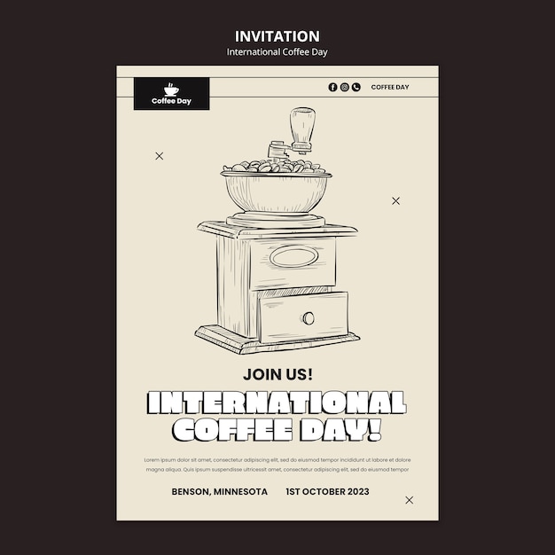 PSD modèle d'invitation à la journée internationale du café