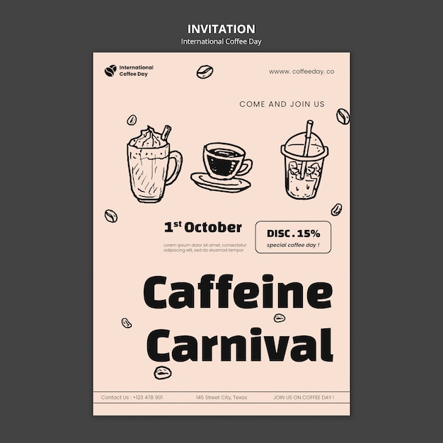 PSD modèle d'invitation à la journée internationale du café