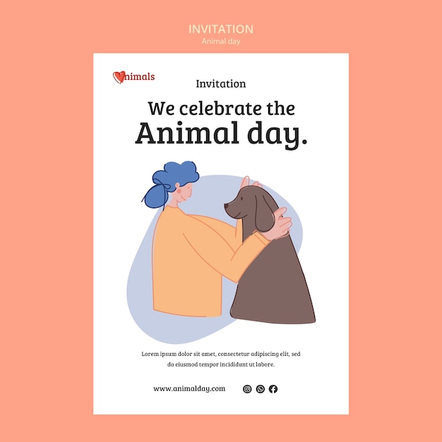 Modèle d'invitation à la journée mondiale des animaux