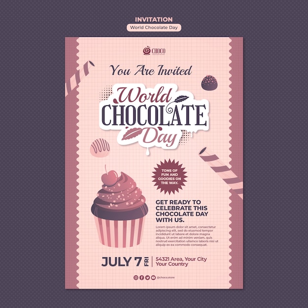 PSD modèle d'invitation à la journée mondiale du chocolat