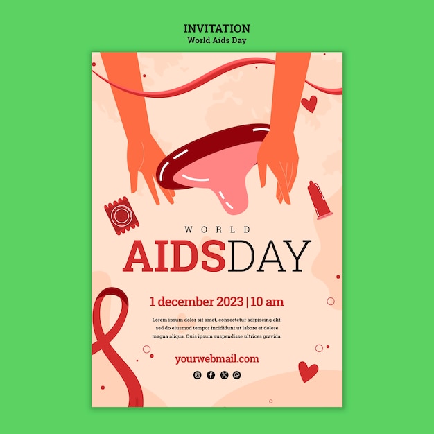 PSD modèle d'invitation à la journée mondiale du sida