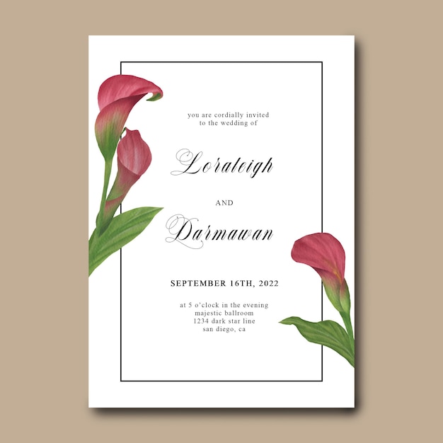 Modèle D'invitation De Mariage Aquarelle Tulipe Fleur