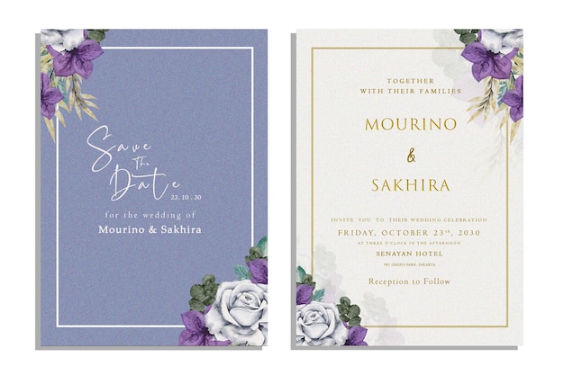 Modèle D'invitation De Mariage Blanc élégant Psd