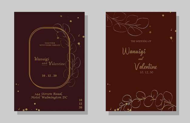 Modèle D'invitation De Mariage élégant Avec Des Feuilles Psd