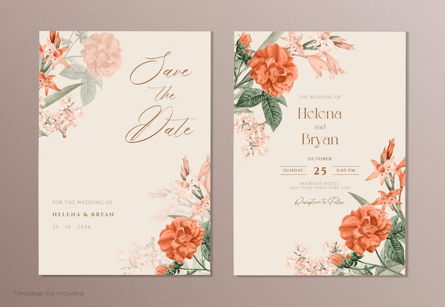 Modèle D'invitation De Mariage élégant Avec Fleur D'oranger