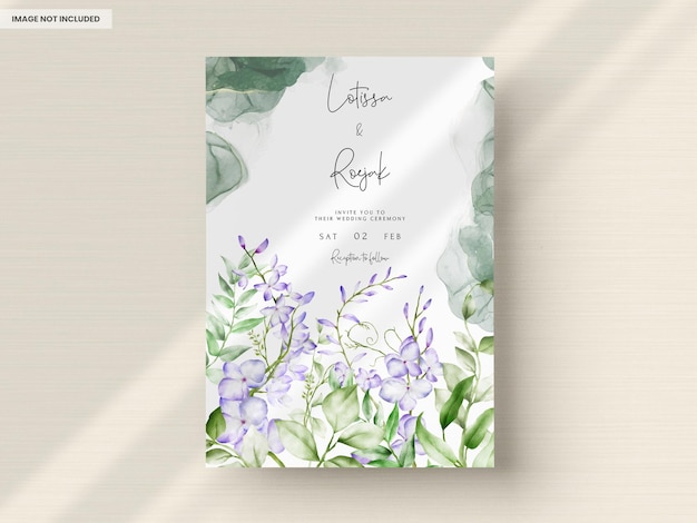 Modèle D'invitation De Mariage élégant Avec Fleur Violette