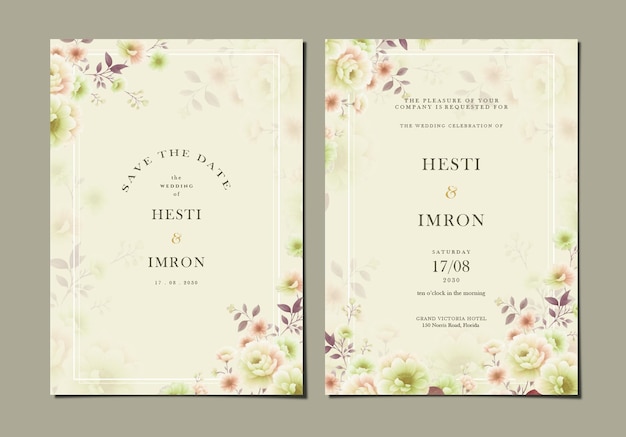 Modèle D'invitation De Mariage élégant Avec Des Fleurs