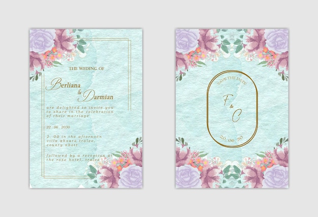 Modèle D'invitation De Mariage élégant Avec Fond Vert Psd Premium