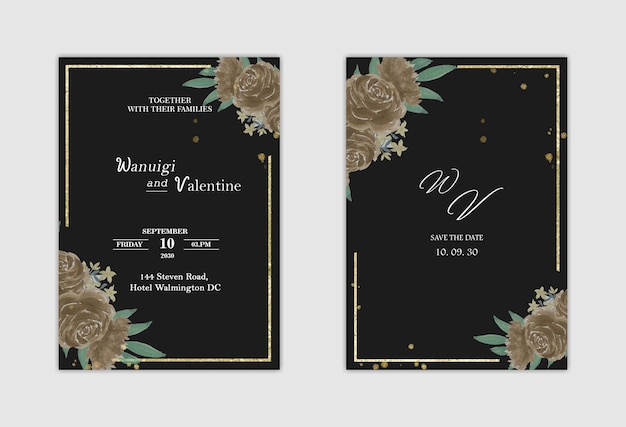 Modèle D'invitation De Mariage Avec Fleur Bleue PSD Premium