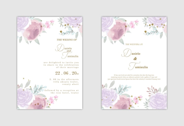 Modèle D'invitation De Mariage Avec Fleur Bleue Psd Premium