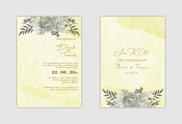 Modèle D'invitation De Mariage Avec Fleur Bleue Psd Premium