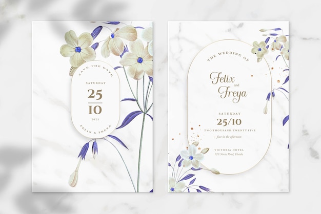 Modèle D'invitation De Mariage Avec Fleur Violette