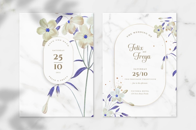 modèle d'invitation de mariage avec fleur violette