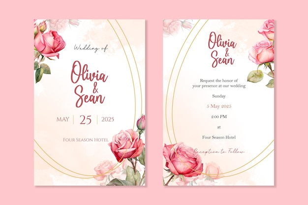 Modèle d'invitation de mariage avec des fleurs