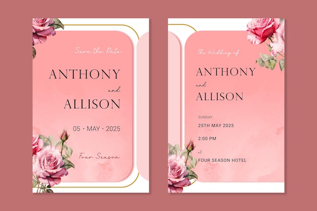 Modèle d'invitation de mariage avec des fleurs