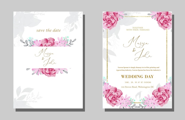 PSD modèle d'invitation de mariage floral premium