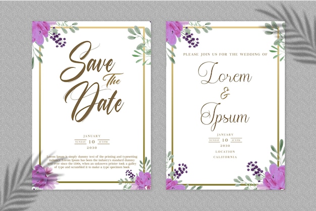 Modèle D'invitation De Mariage Floral Psd