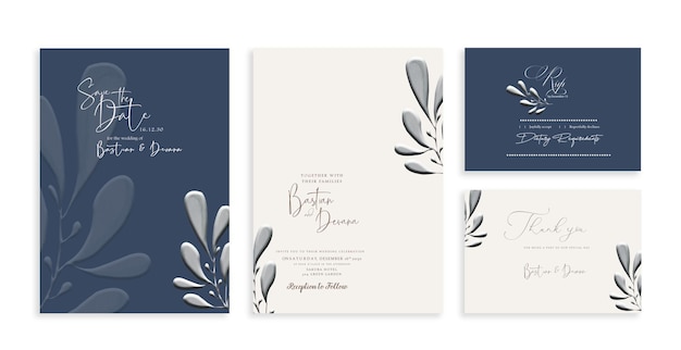 Modèle d'invitation de mariage floral PSD