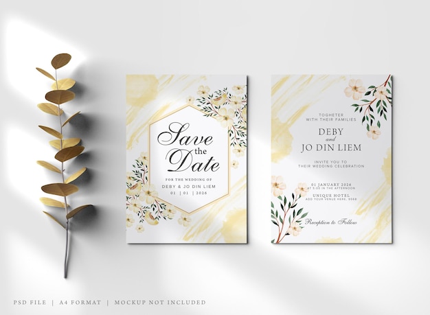 Un Modèle D'invitation De Mariage Floral Avec Un Thème Floral Boho