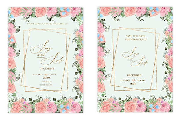 PSD modèle d'invitation de mariage floral