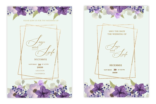 PSD modèle d'invitation de mariage floral