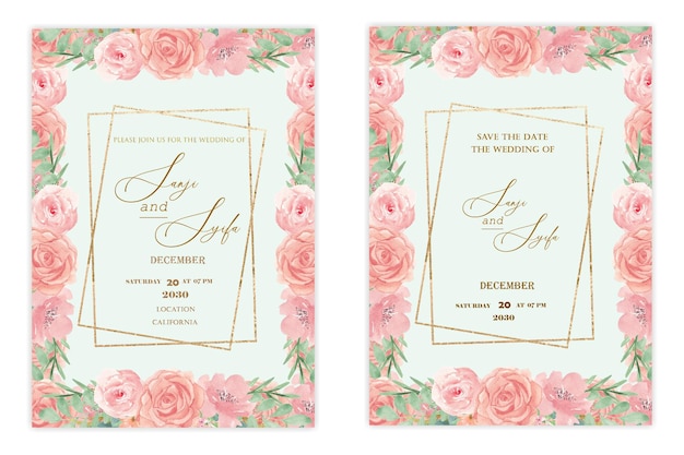 PSD modèle d'invitation de mariage floral