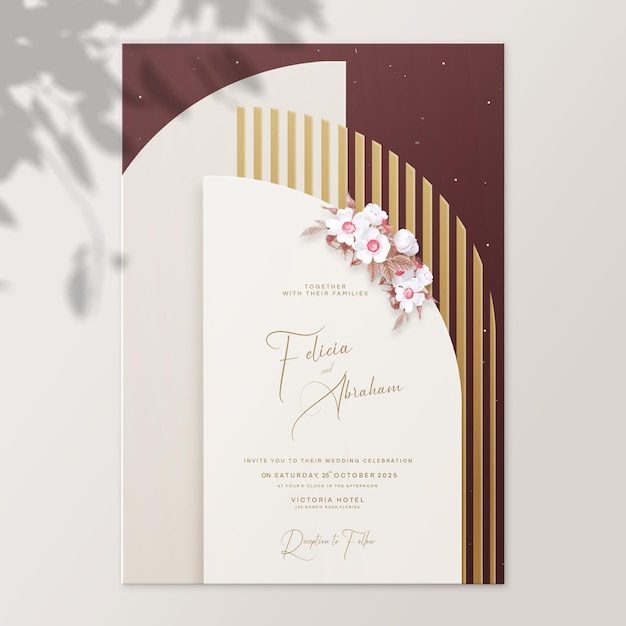 Modèle D'invitation De Mariage Minimaliste Avec Fond Marron