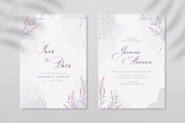 Modèle D'invitation De Mariage Recto-verso Avec Fleur Rose Psd Premium