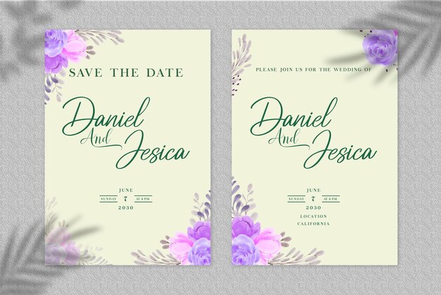 Modèle D'invitation De Mariage Serti De Cadre Floral Psd Premium