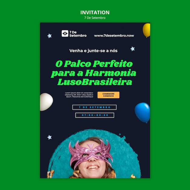 PSD modèle d'invitation pour la célébration de la fête de l'indépendance du brésil